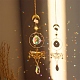 Natural Rose Quartz Brass Moon & Star Hanging Ornaments PW-WG80899-01-1