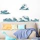 SUPERDANT Ocean Waves Wall Stickers Blue Waves Wall Decal Peel and Stick DIY Art Decor for Bedroom Nursery Bathroom Playroom Living Room Home TV Wall Decor DIY-WH0228-1041-4
