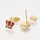Brass Cubic Zirconia Stud Earrings EJEW-S201-170B-2