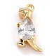 Brass Micro Pave Clear Cubic Zirconia Charms ZIRC-L097-038G-1