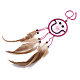 鶏の羽の手作り編みネット/ウェブと羽の大きなペンダント  天然木ビーズ付き  綿とワックスコード  笑顔  ミックスカラー  200~230x65x3~8mm AJEW-S080-004-4