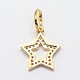 CZ Brass Micro Pave Cubic Zirconia Five-Pointed Star Charms ZIRC-L018-07-3