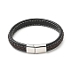 Cowhide Braided Flat Cord Bracelet with 304 Stainless Steel Magnetic Clasps BJEW-H552-01P-03-2