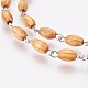 Wood Beads Pendant Necklaces NJEW-JN02173-2
