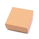 クラフト紙のアクセサリー箱  中に黒いスポンジを入れて  正方形  バリーウッド  3x3x1-3/8インチ（7.6x7.6x3.5cm） CON-WH0080-33A-1