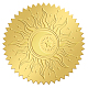 CRASPIRE 100pcs Gold Foil Stickers Embossed Certificate Seals Self-adhesive Stickers Medal Decoration Stickers Certification Graduation Corporate Notary Seals Envelope (Sun) DIY-WH0211-147-1