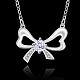 Silver Color Plated Brass Cubic Zirconia Bowknot Pendant Necklaces NJEW-BB09803-A-2