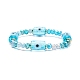 Colonne avec mauvais œil au chalumeau et bracelet extensible en perles de verre pour femme BJEW-JB08634-01-1