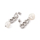Orecchini pendenti con perle naturali con catena barbazzale EJEW-E264-03-3