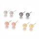 Brass Micro Pave Clear Cubic Zirconia Stud Earrings EJEW-K078-20A-1