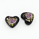 Flower Printed Opaque Acrylic Heart Beads SACR-O001-03E-1