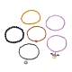 Ensemble de bracelets extensibles en perles de verre et tête de mort synthétique teint turquoise 6pcs 6 styles BJEW-JB09391-4