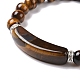 Bracelets de perles en œil de tigre naturel avec breloque BJEW-K164-B06-2