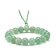 Bracciale elasticizzato con perline rotonde di avventurina verde naturale BJEW-JB07235-01-1