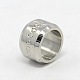 Stainless Steel Large Hole Column Carved Flat Round Beads STAS-G037-15-2