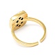 調整可能な天然の宝石の指輪  真鍮パーツとラインストーン  正方形  ゴールドカラー  サイズ6  16.5mm RJEW-L089-16G-4