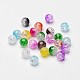 Ton zwei transparenten Acryl-Perlen knistern, Hälfte lackiert, Runde, Mischfarbe, 8 mm, Bohrung: 1.8~2 mm