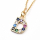 Letter Brass Micro Pave Cubic Zirconia Initial Pendants Necklaces NJEW-JN02585-04-2