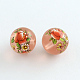 Flower Picture Glass Round Beads GFB-R004-14mm-A06-1