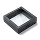 正方形の透明なpe薄膜サスペンションジュエリーディスプレイスタンド  紙外箱付き  リングネックレスブレスレットイヤリング収納用  ブラック  7x7x2cm CON-D009-02A-02-3