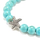 3 Stück 3 Stil natürliche und synthetische Perlen-Stretch-Armbänder aus gemischten Edelsteinen mit Legierungs-Seesternen für Frauen BJEW-JB08185-8