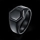 メンズチタンスチールフィンガー指輪  ワイドバンドリング  六角  サイズ7  ガンメタ色  17.3mm RJEW-BB29461-D-7-7