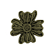 チベットスタイル合金の花のボタン  1穴  カドミウムフリー＆ニッケルフリー＆鉛フリー  アンティークブロンズ  14x14x5.5mm  穴：2mm X-TIBE-2736-AB-NR-1