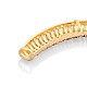 Golden Tone Alloy Rhinestone Enamel Curved Tube Beads RB-J265-01G-3