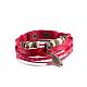 Casual Unisex Zinc Alloy Leaf and Leather Multi-strand Bracelets BJEW-BB15595-A-1