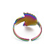 Regenbogenfarbe 304 Blatt-Manschettenring aus Edelstahl RJEW-N038-041M-2
