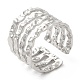 304 Stainless Steel Multi Line Open Cuff Ring for Women RJEW-M149-18P-3