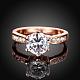 女性のための絶妙な真鍮婚約指輪チェコラインストーンリング  ローズゴールド  usサイズ7（17.3mm） RJEW-BB02141-7-2