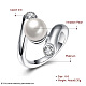 模造パールの指輪  チェコラインストーン付きスズ合金  ラウンド  プラチナ  usサイズ8（18.1mm） RJEW-BB17609-8-3