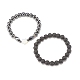 2Pcs 2 Style Natural Lava Rock & Synthetic Hematite Stretch Bracelets Set with Opalite Star BJEW-JB08183-4