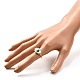 ハムサの手/ミリアムのナザールボンジュウの手女の子の女性のためのナチュラルシェルフィンガー指輪  ゴールデンブラスリング  ホワイト  usサイズ8（18.1mm） RJEW-JR00394-04-3