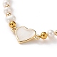 Bracelets à maillons coeur en coquillage blanc naturel BJEW-JB05780-03-2