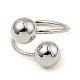 Rack Plating Brass Round Ball Beded Open Cuff Rings RJEW-D009-03P-1