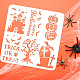 FINGERINSPIRE Halloween Themed Stencils for Painting 11.8x11.8inch Reusable Halloween Pumpkin Tombstone Old Castle Bat Scary Tree Decoration Stencils for Painting on Wood Wall Floor Furniture DIY-WH0391-0444-3