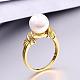 Brass Round Shell Pearl Finger Rings RJEW-BB05571-1-3