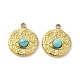 Natural Turquoise Flat Round with Eye Charms STAS-J401-VC559-1