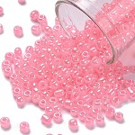 Abalorios de la semilla de cristal, Ceilán, redondo, rosa, 3mm, agujero: 1 mm, aproximamente 10000 unidades / libra