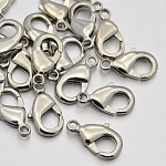 Карабин-лобстеры, латунные, платина, 15x8x3 мм, отверстие : 2 мм