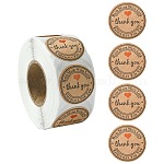 Rollos de pegatinas de agradecimiento de papel kraft, Calcomanías autoadhesivas de puntos redondos, para sobre, bolsa de regalo, sellado de tarjetas, burlywood, 25mm, acerca 500pcs / rollo