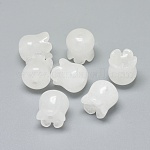 Natürliche weiße Jade Perlen, Blume, 9~10x9~10.5 mm, Bohrung: 1.4 mm