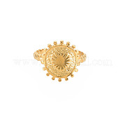 Ионное покрытие (ip) 304 плоская круглая нержавеющая сталь с открытым манжетным кольцом в форме сердца для женщин RJEW-S405-202G
