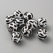 Круглые бусины из пищевого силикона с рисунком коровы SIL-WH0009-08D