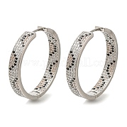 Серьги-кольца из латуни с микропаве из кубического циркония EJEW-H016-19P