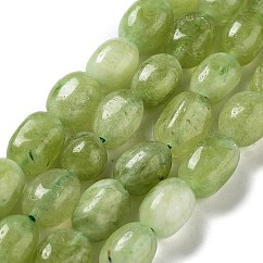 Gefärbte natürliche malaysia jade perlen stränge, Oval, gelb-grün, 8.5~11x7~8.5x7~8.5 mm, Bohrung: 1 mm, ca. 18 Stk. / Strang, 7.28~7.48 Zoll (18.5~19 cm)