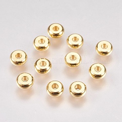Cuentas espaciadoras de acero inoxidable 304, rerondana plana, real 18k chapado en oro, 5x2mm, agujero: 1.5 mm