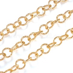 Aluminium rolo Ketten, Belcher-Kette, strukturiert, mit Spule, ungeschweißte, Licht Gold, 11.5x2 mm, ca. 32.8 Fuß (10m)/Rolle